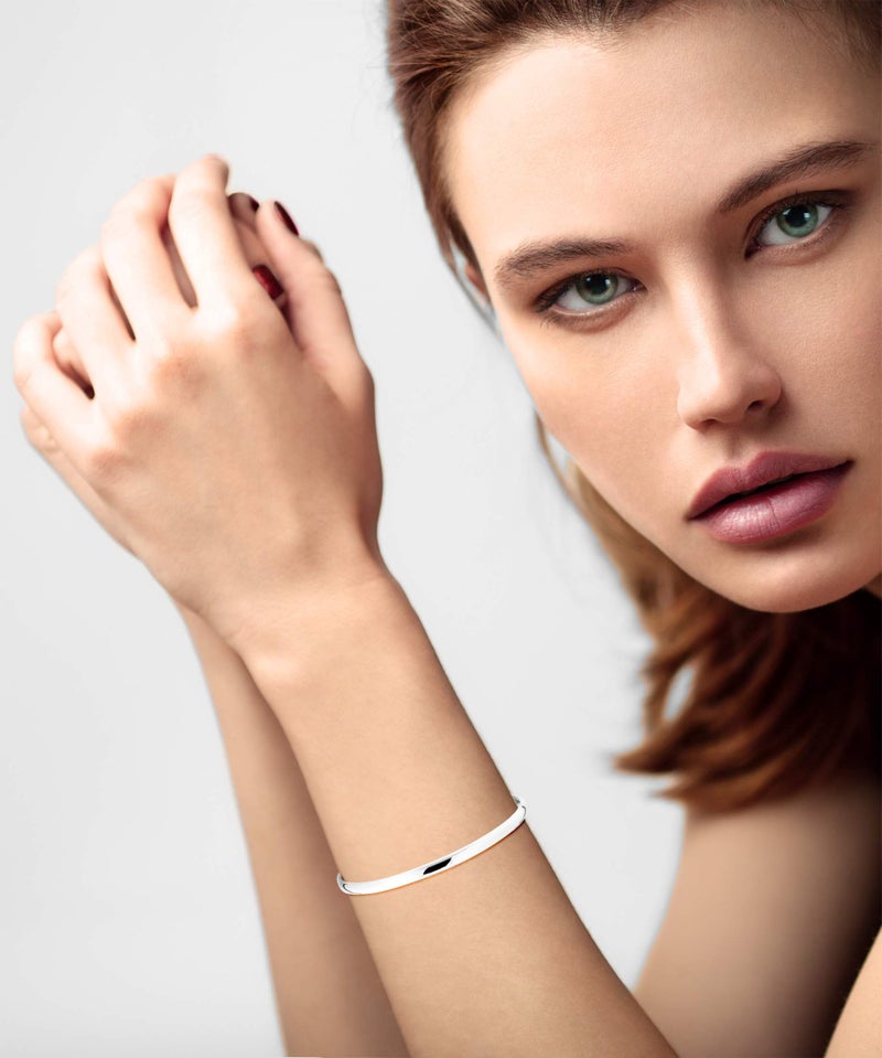 Miabella 925 Sterling Silver or 18K Gold Plated 925 Sterling Silver Italian 4mm Open Cuff Polished Bangle Bracelet for Women Adjustable 7.25 to 7.5 Inch Made in Italy (Sterling-Silver) - Image 3